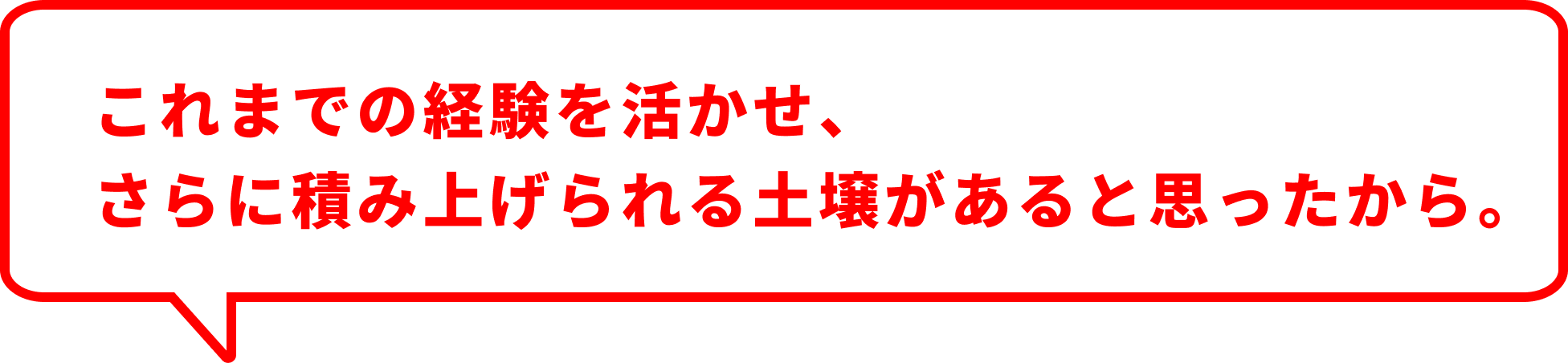 これまでの経験を活かせ、 さらに積み上げられる土壌があると思ったから。
